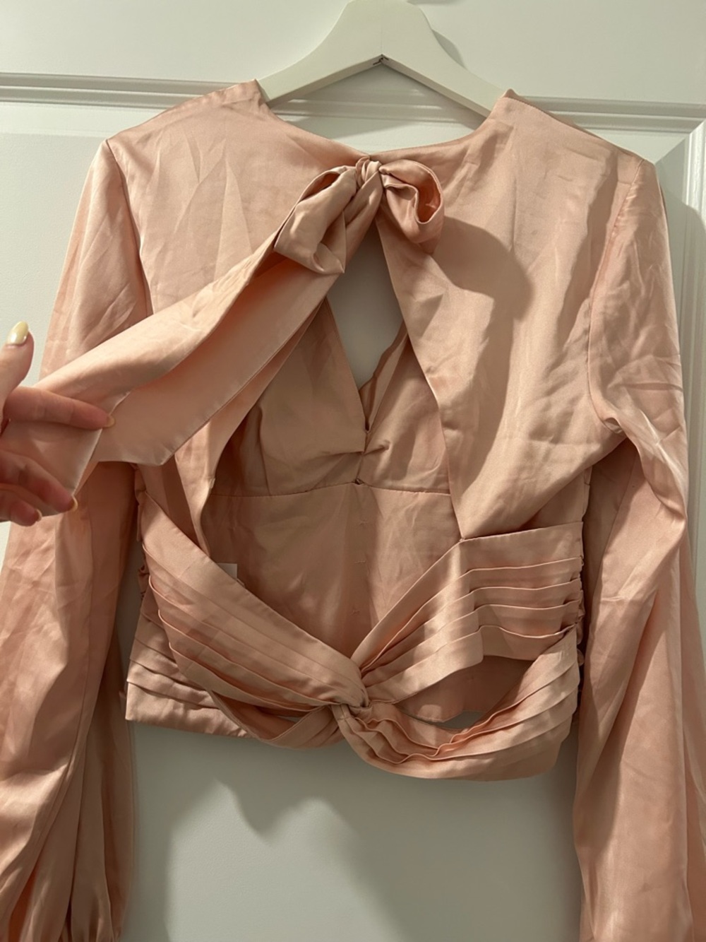 Express Dusty Rose Twist Front Long Sleeve Blouse - Picture 2 of 2